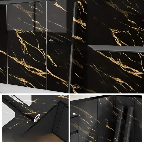 Self Adhesive Sticker Marble Sheet – Black Gold Marble Sheet For Kitchen - Image 4