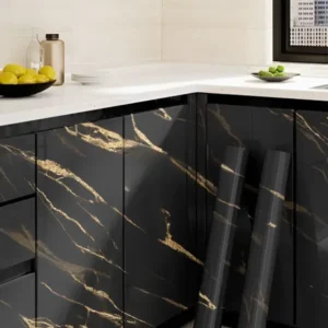 Self Adhesive Sticker Marble Sheet – Black Gold Marble Sheet For Kitchen – Furniture – Wall – Home Decor 60x200cm